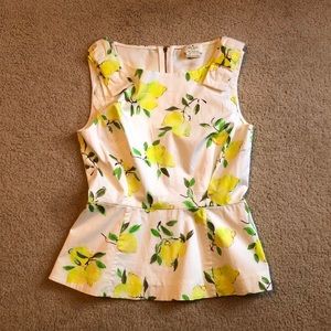 Kate Spade lemon peplum top tank sz 6 small